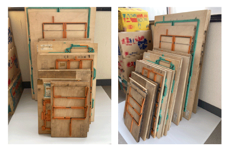 倉庫に保管されていたパッケージの木型